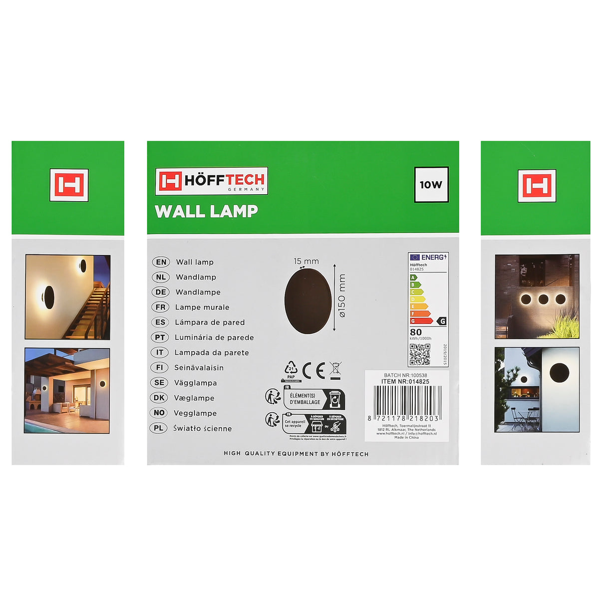 Wandlamp rond plat 10W
