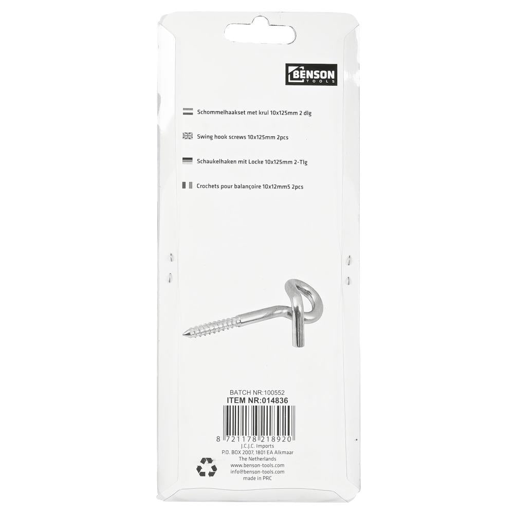 Swing hook screws 10x125mm 2pcs