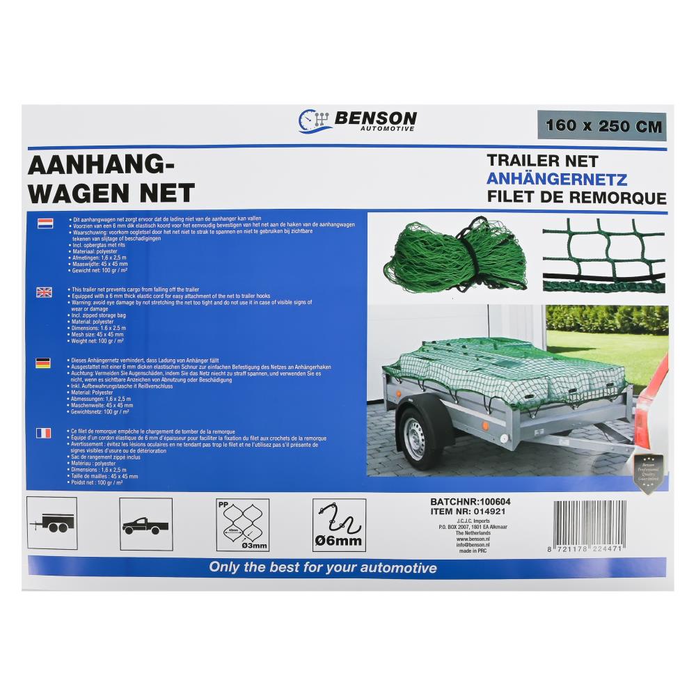 Aanhangwagen net 1,6 x 2,5 mtr in tas