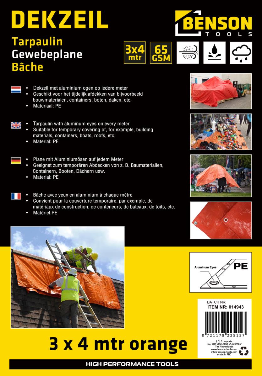 Bâche 3 x 4 m orange