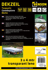 Bâche 3 x 4 m transparente leno