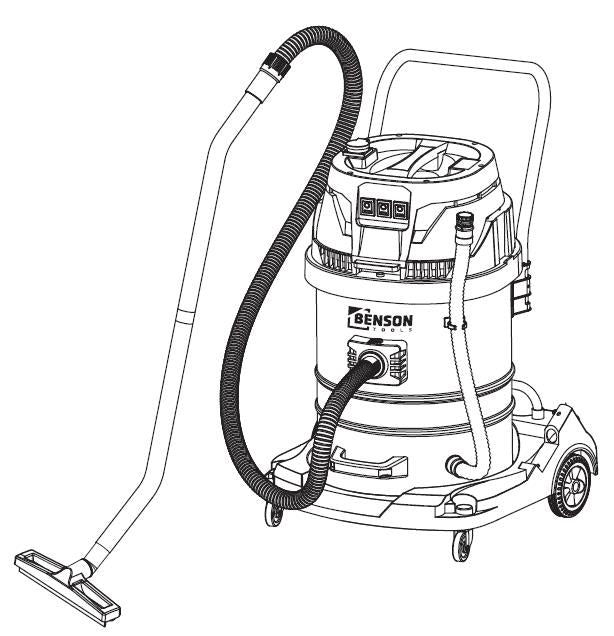 Bouwstofzuiger nat/droog 60 ltr 2000W