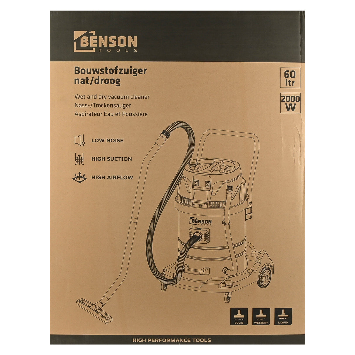 Wet and dry vacuum cleaner 60 ltr 2000W