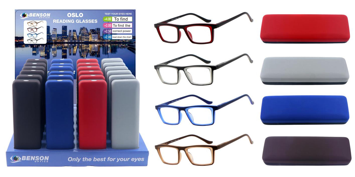 Reading glasses Oslo + case mix display