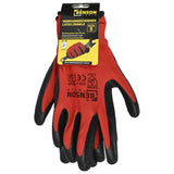 Working gloves latex crinkle red black size 9