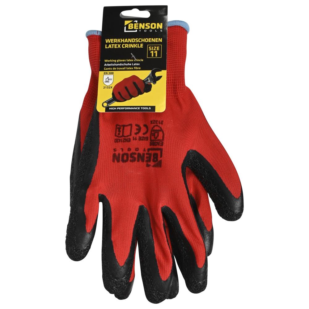 Working gloves latex crinkle red black size 11