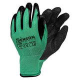 Working gloves latex crinkle green black size 9