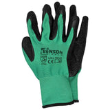 Working gloves latex crinkle green black size 9