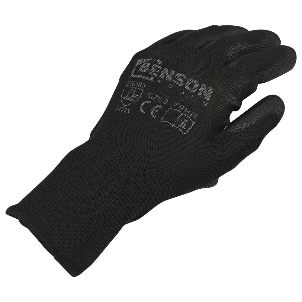 Working gloves PU palm black size 9