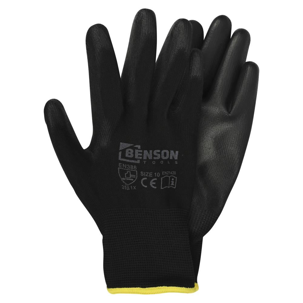 Gants de travail PU paume noir taille 10