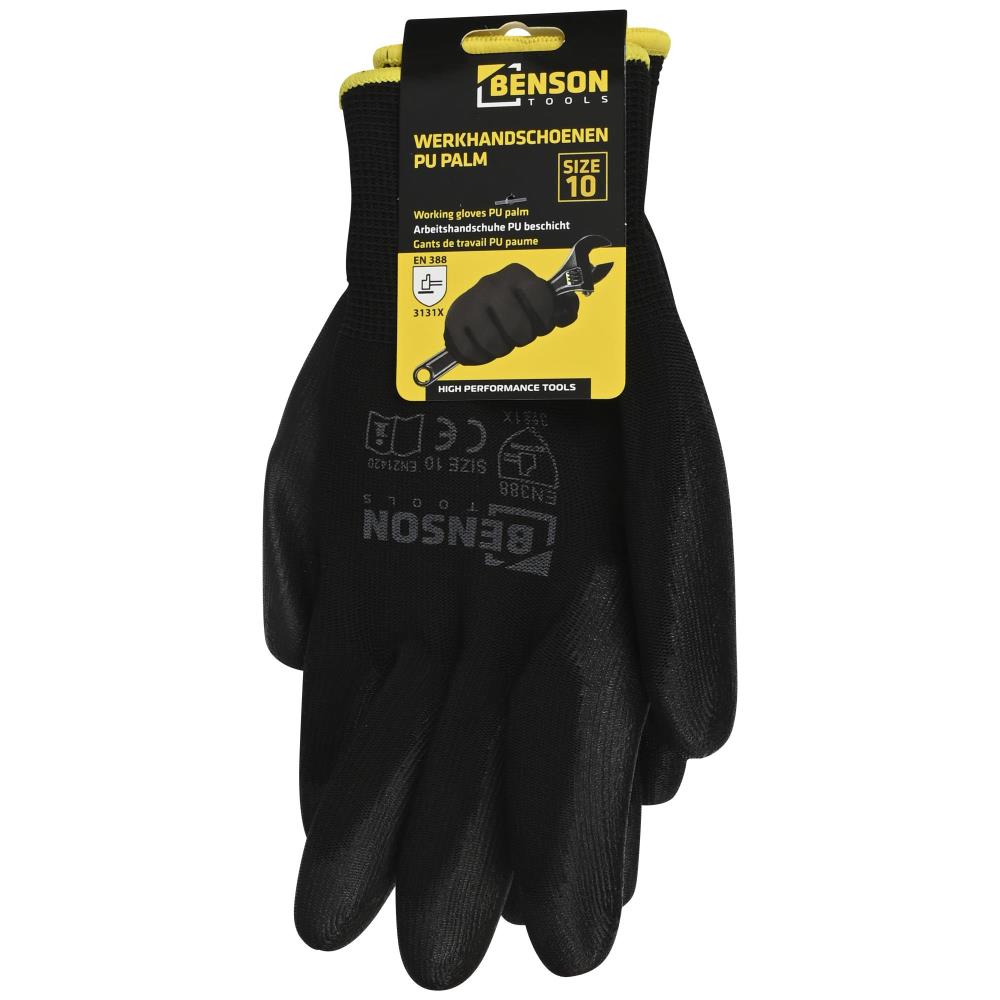 Gants de travail PU paume noir taille 10