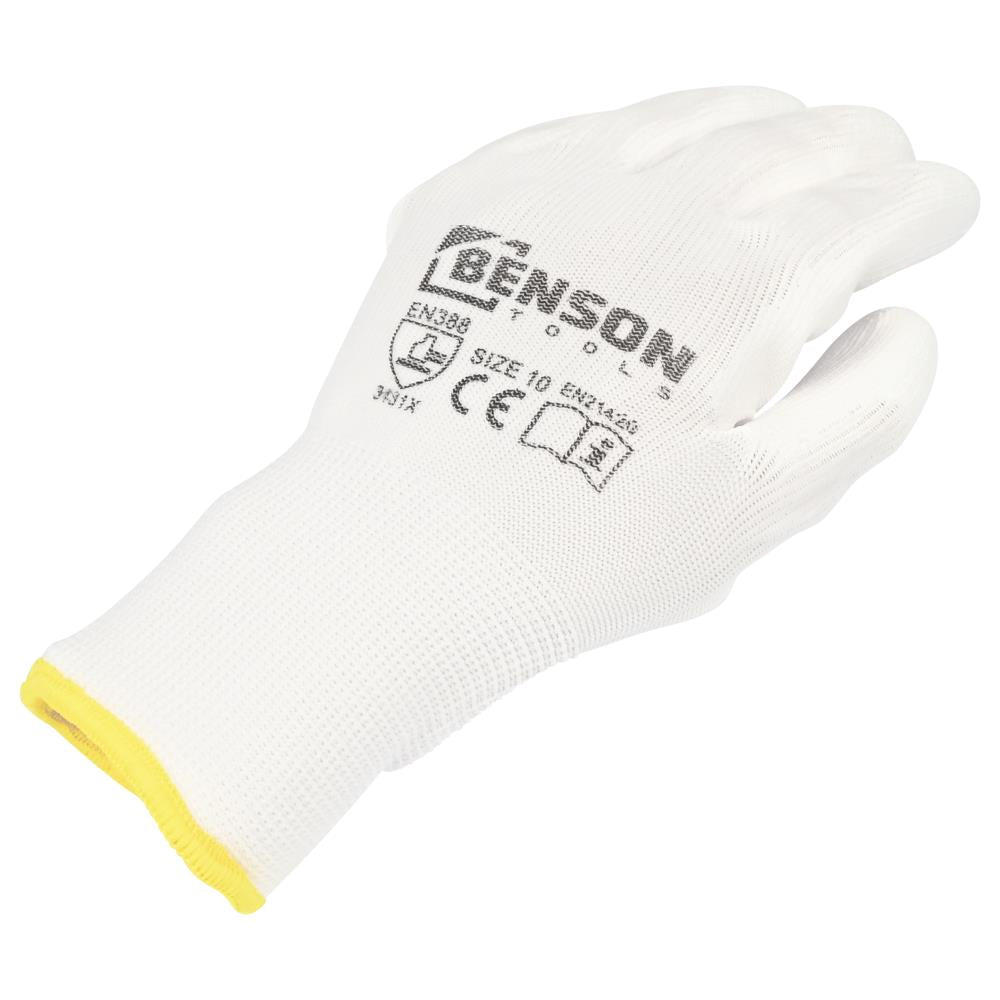 Werkhandschoenen PU palm wit maat 10