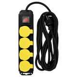 Extension socket 4-way  + earth + switch  5.0 m IP44