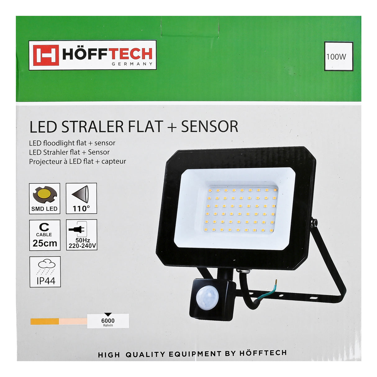 LED spotlight flat 100W SMD + sensor