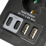 Stopcontact RA met 2 USB-A en 2 USB-C zwart oplader