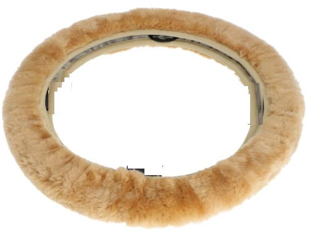 Steering weel cover fur soft beige