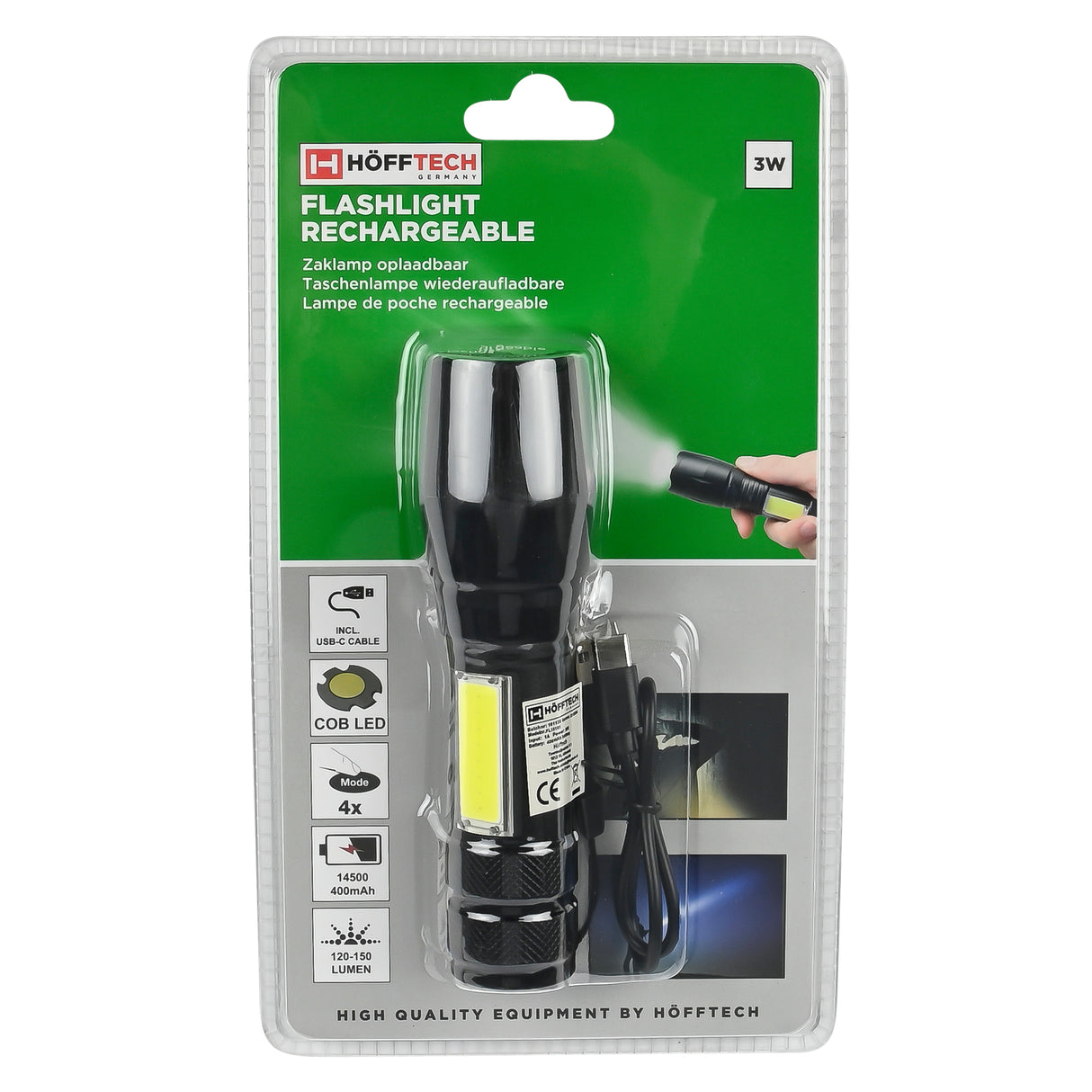 Flashlight 400 mAh rechargeable