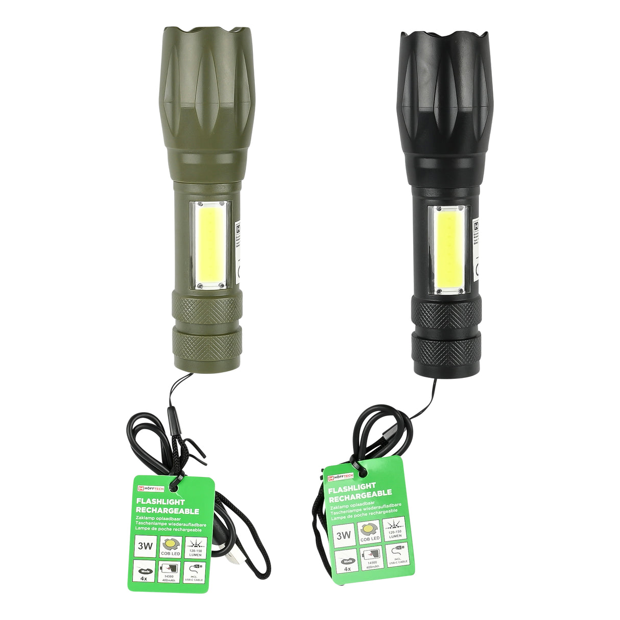 Flashlight 400 mAh rechargeable display