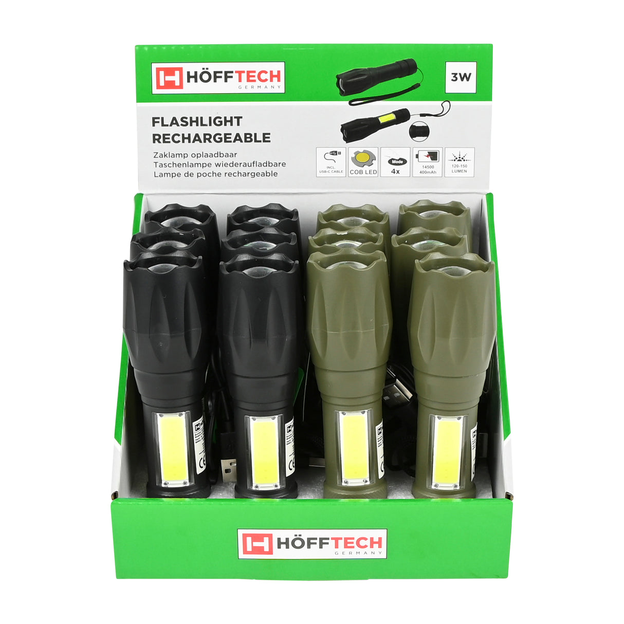 Flashlight 400 mAh rechargeable display