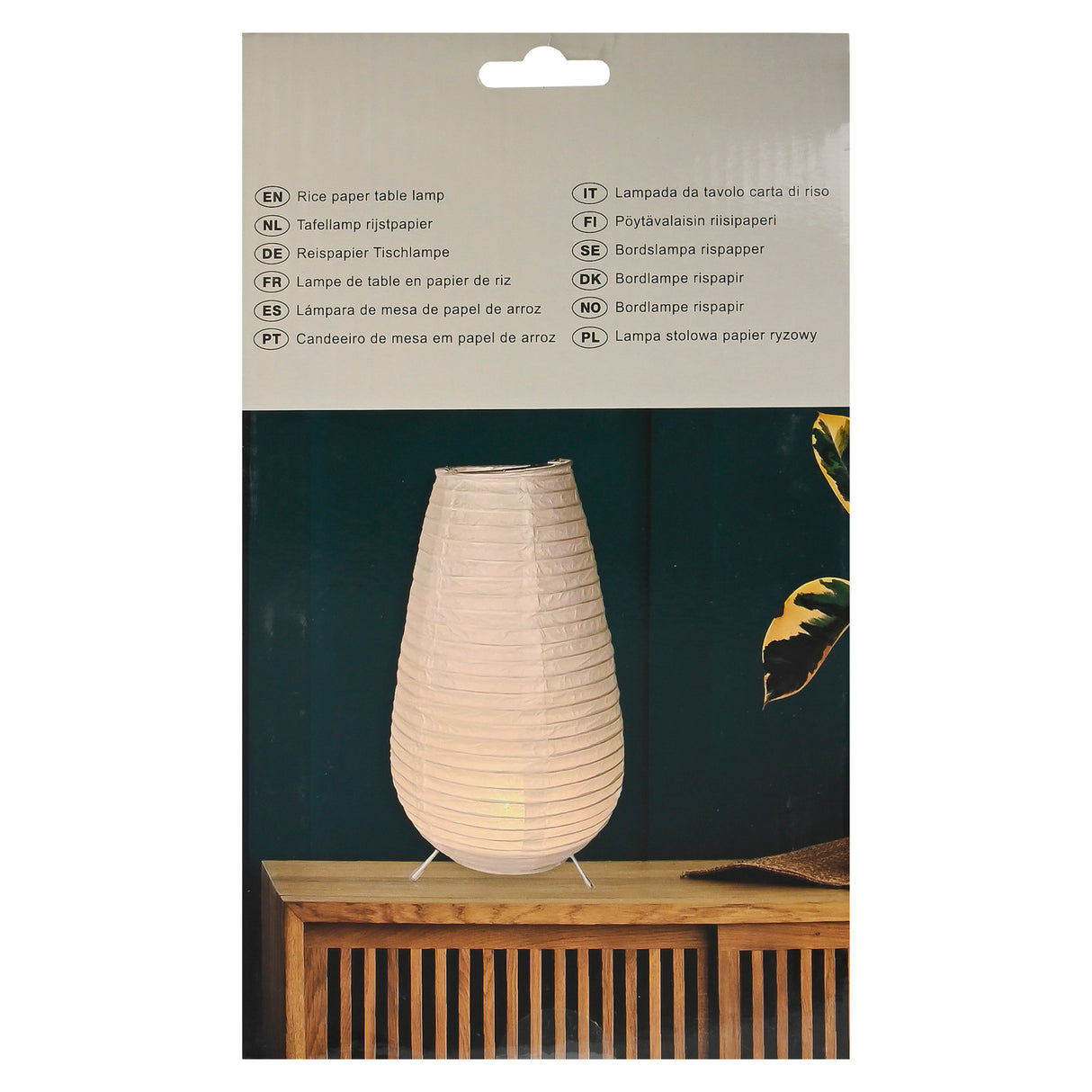 Tischlampe aus Reispapier, oval, Batterie