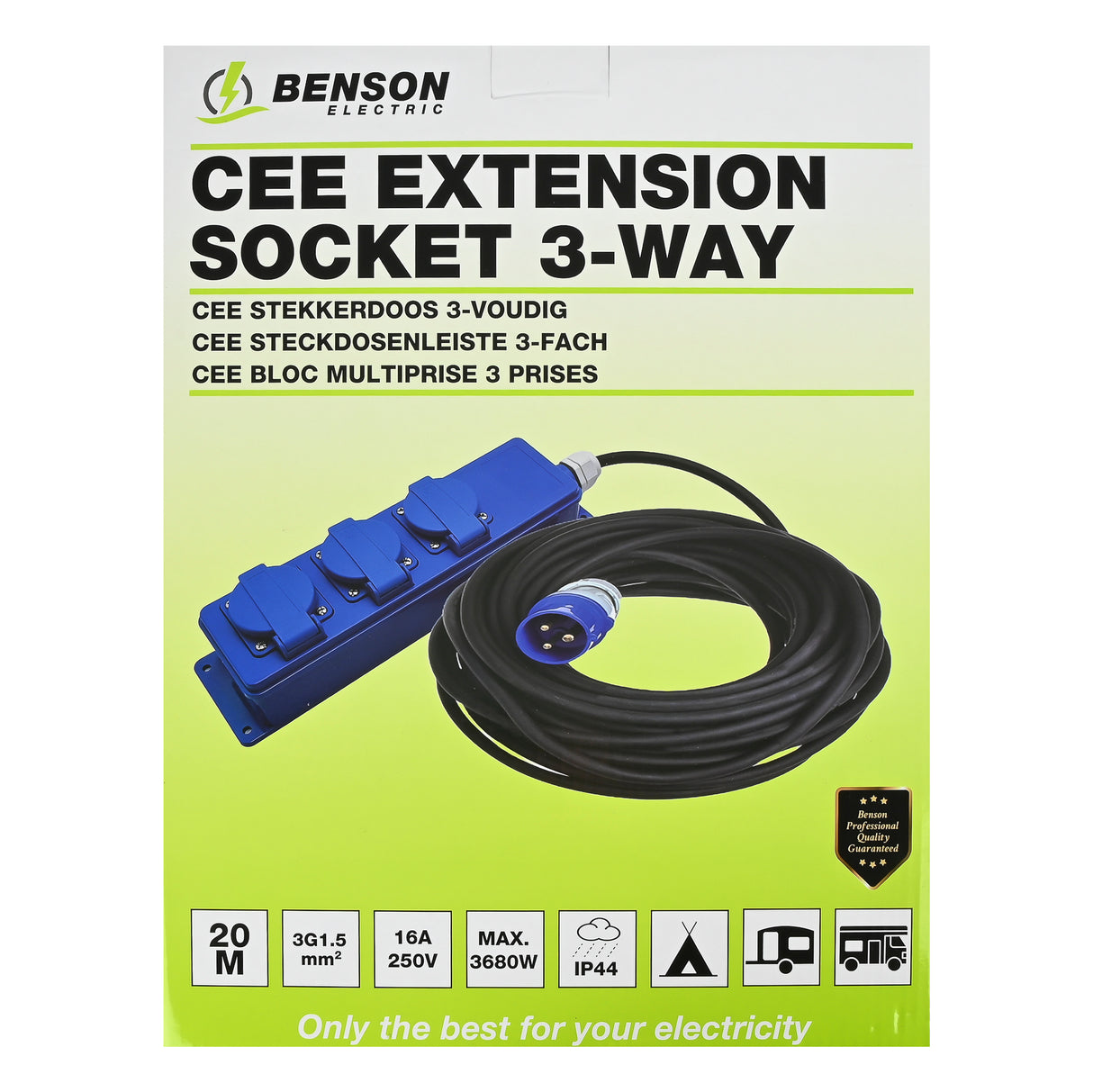 Multiprise CEE 3 prises IP44 20 m