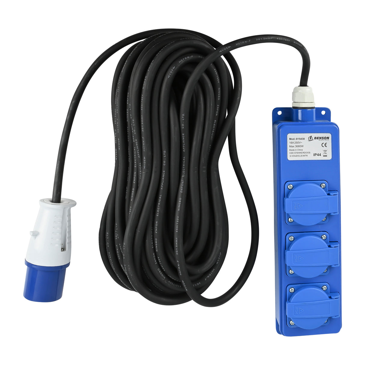 Multiprise CEE 3 prises IP44 20 m