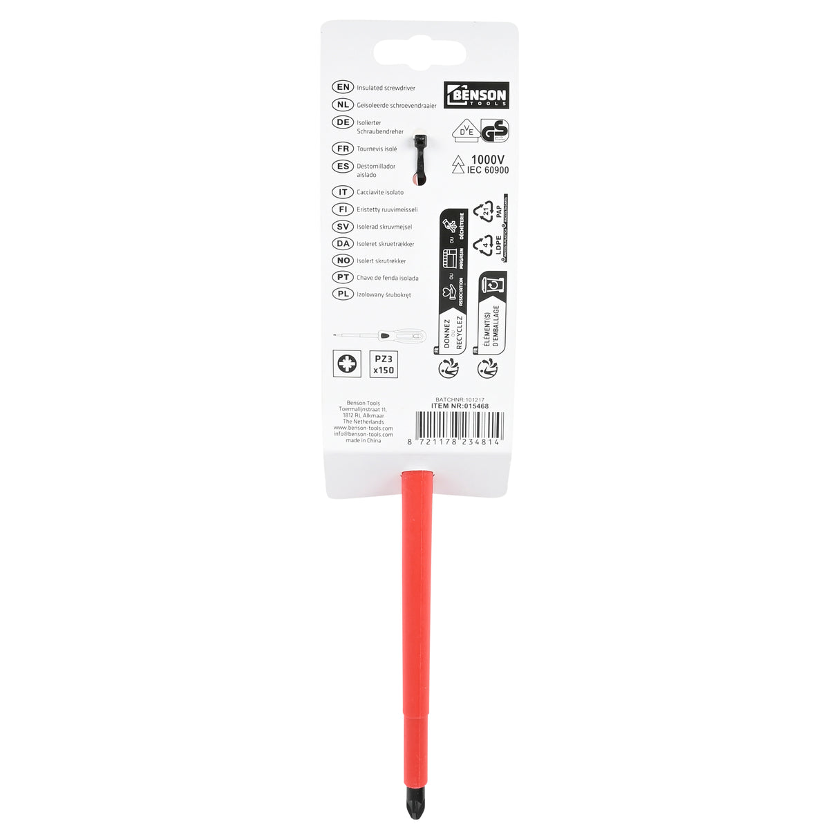 Screwdriver pozi PZ3 x 150 VDE