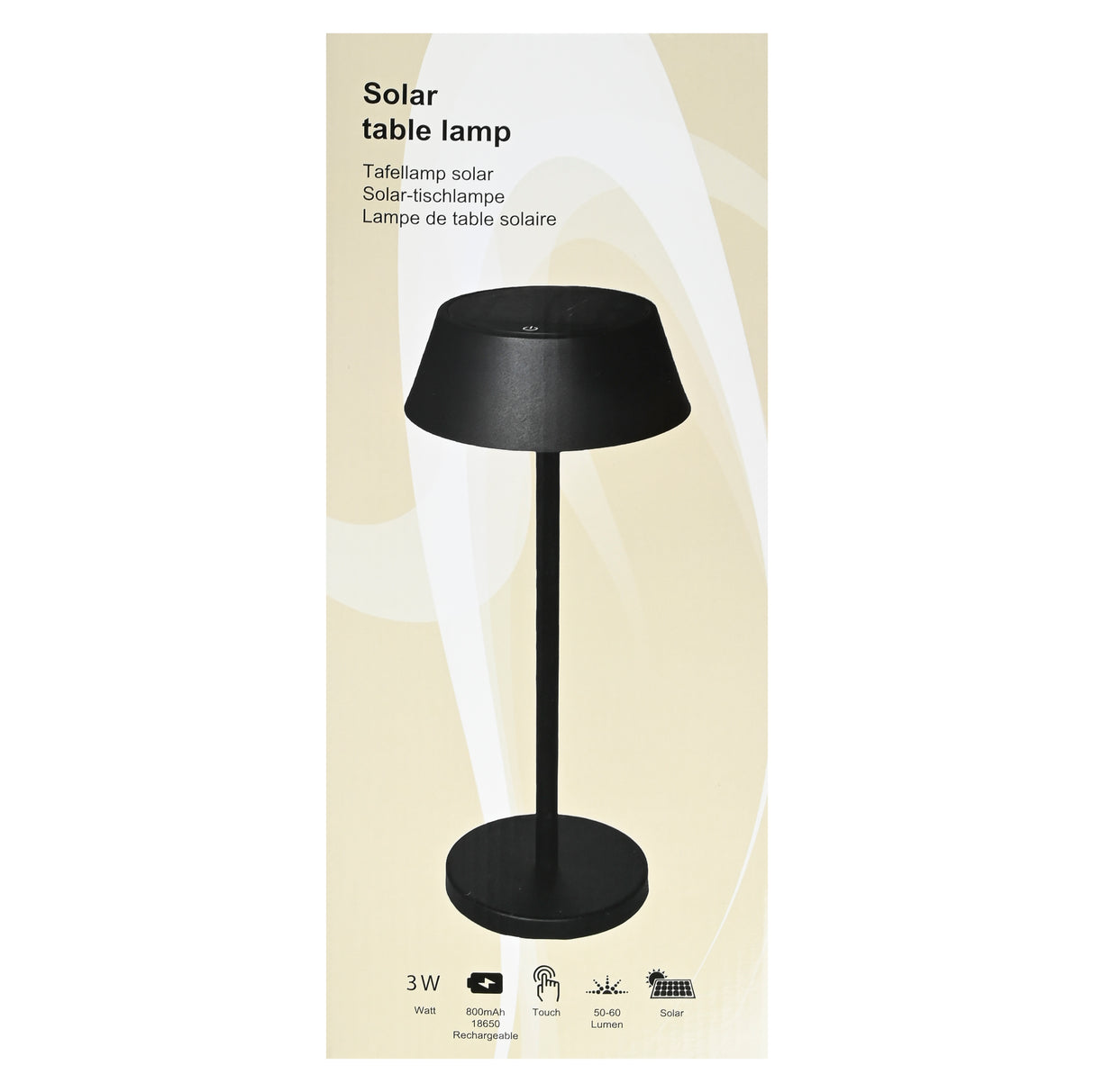 Solar table lamp metal black