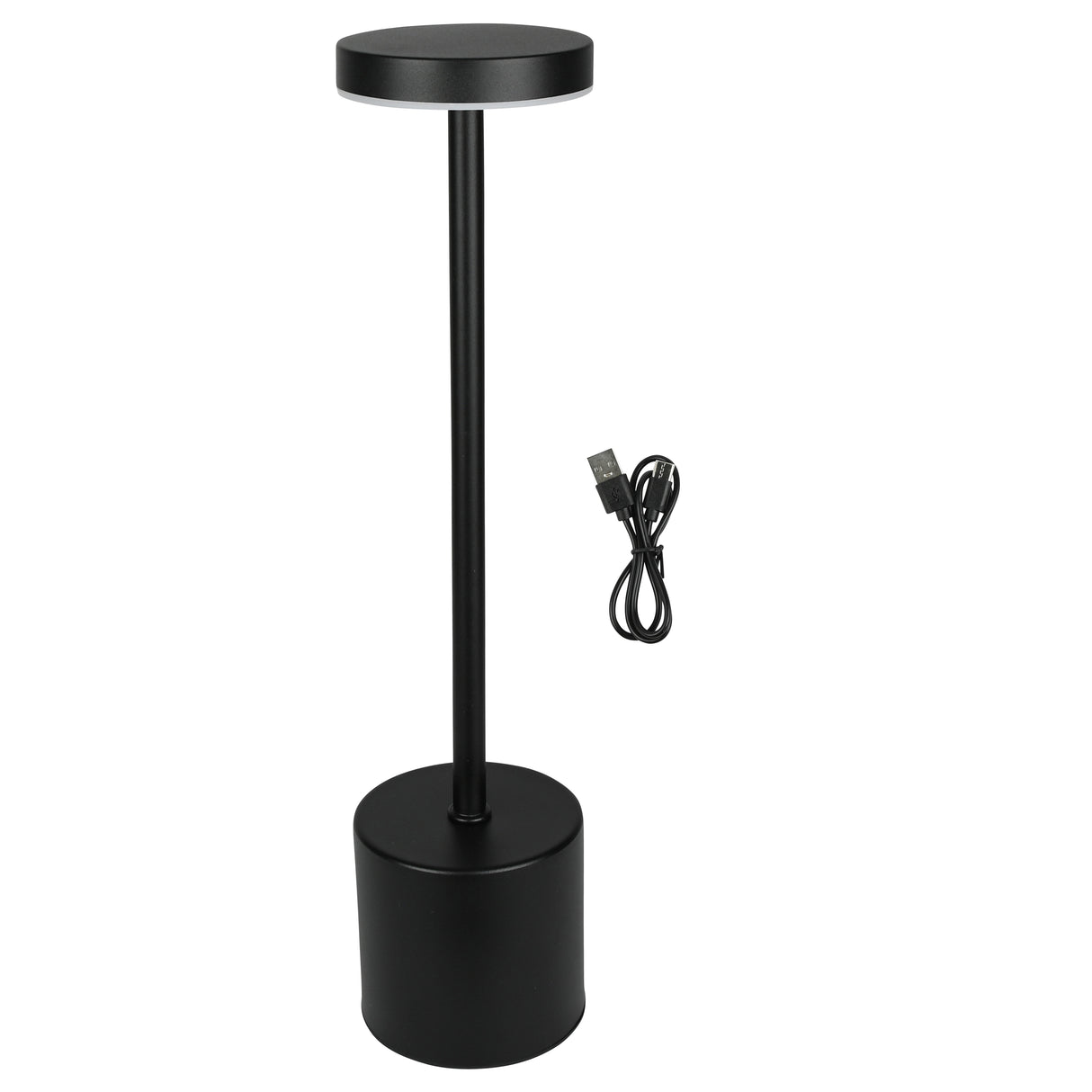 Tischlampe aus Metall, dimmbar, wiederaufladbar, schwarz