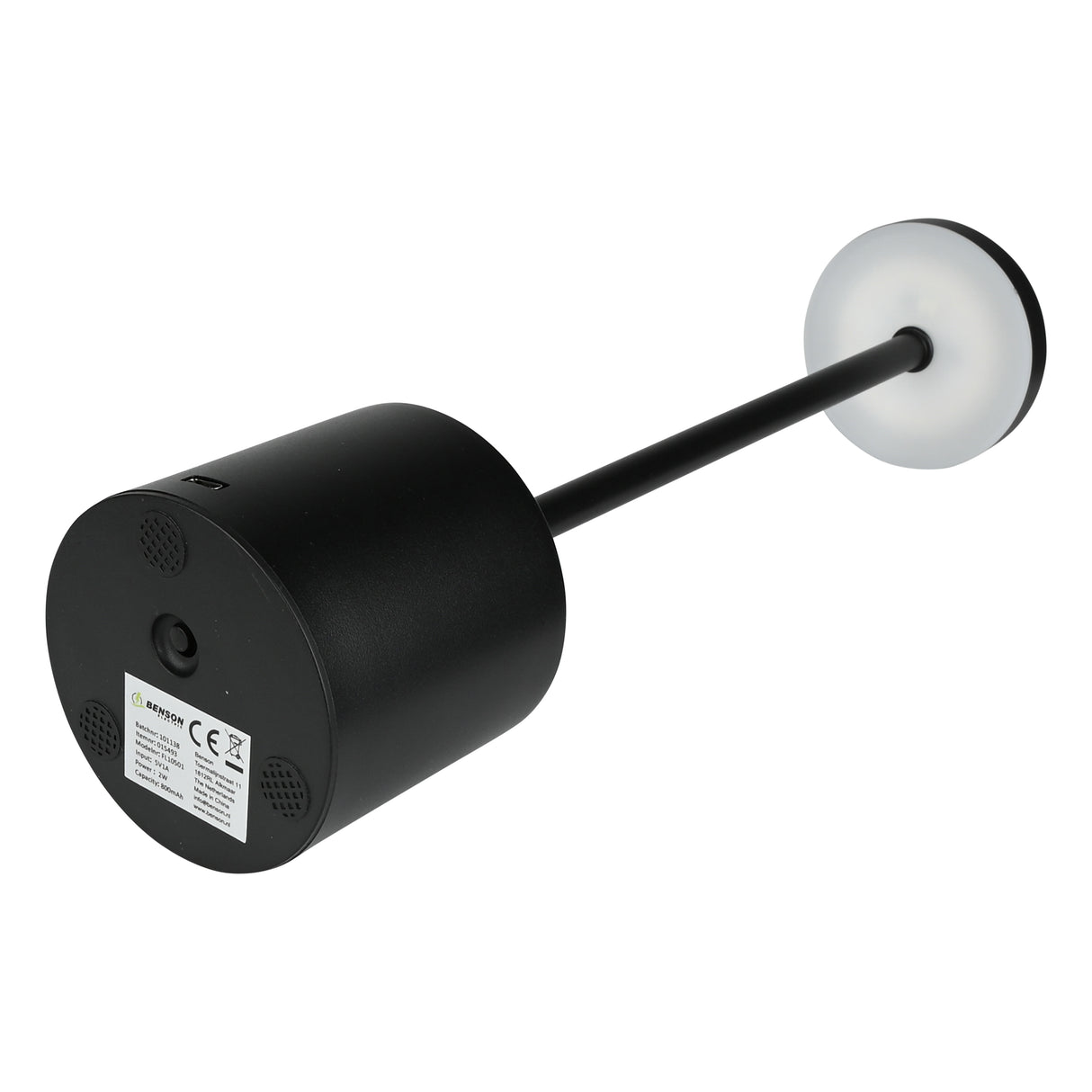 Tischlampe aus Metall, dimmbar, wiederaufladbar, schwarz