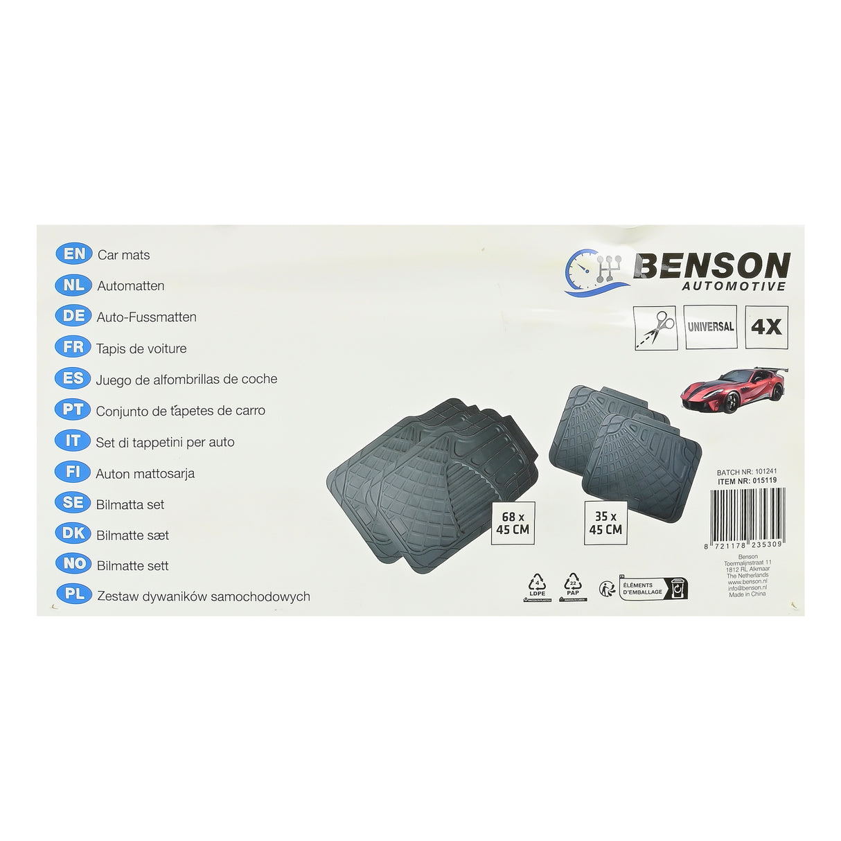 Tapis de voiture 4 pièces