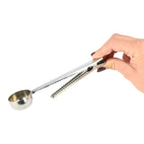 Measuring spoon with clip for coffee/tea