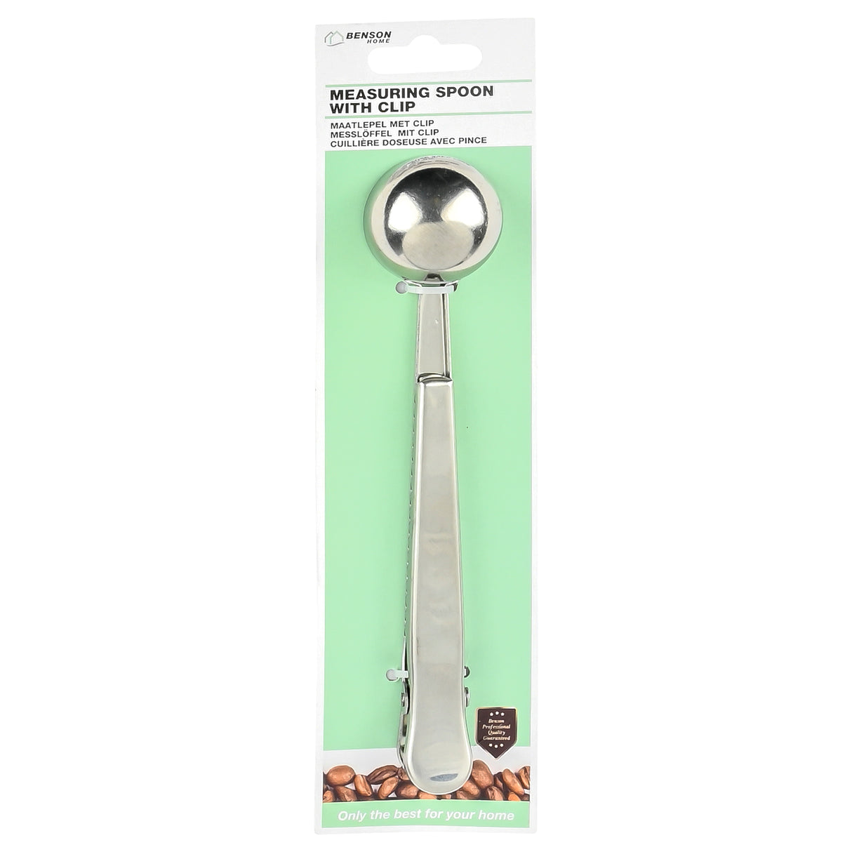 Measuring spoon with clip for coffee/tea