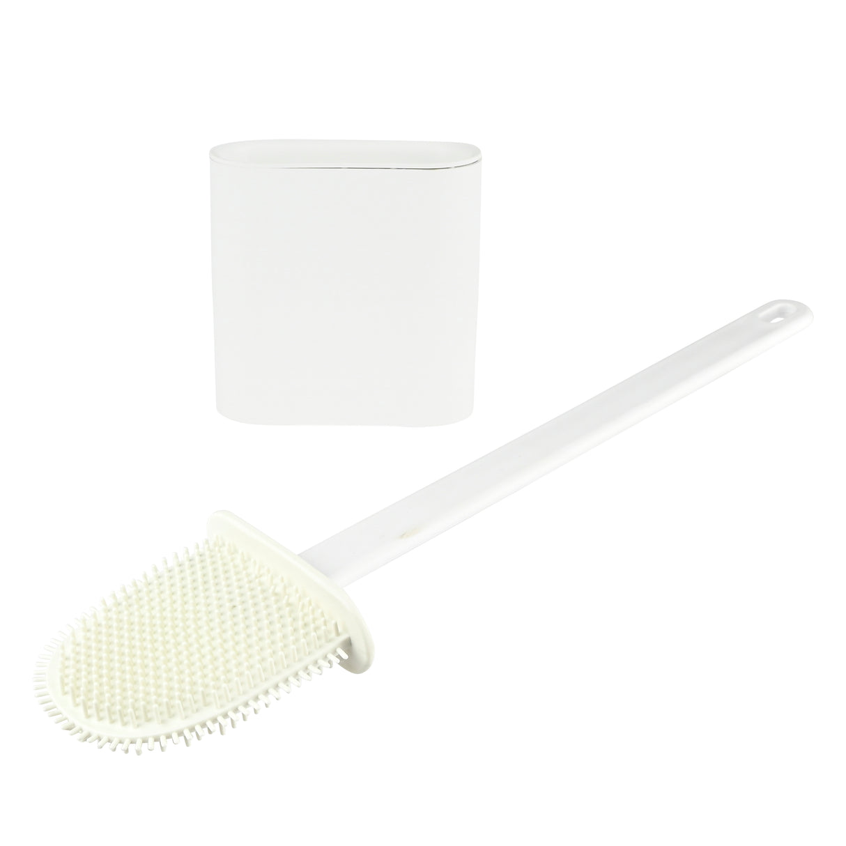 Wc borstel siliconen + houder wit