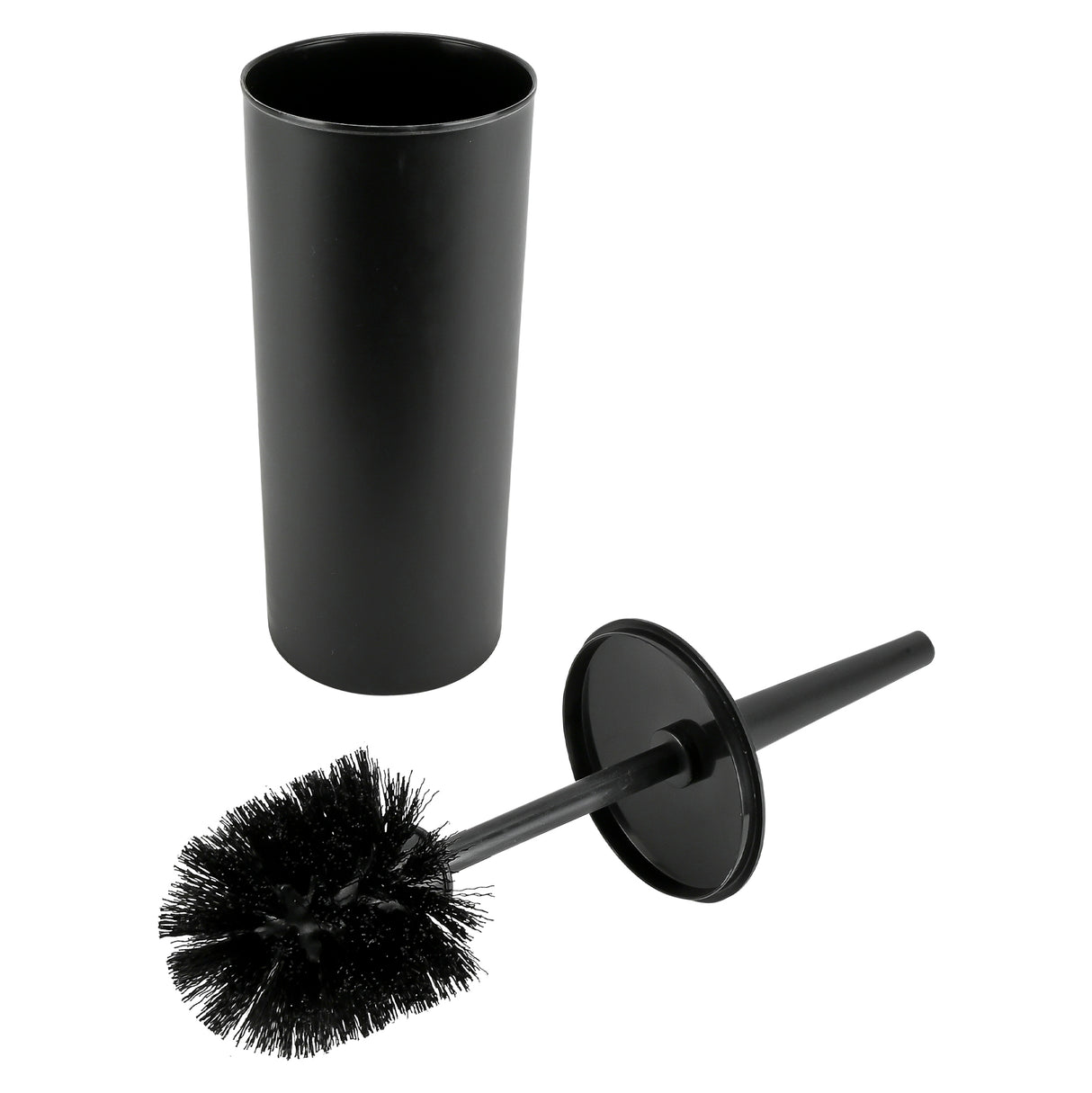 Toilet brush + holder black round high