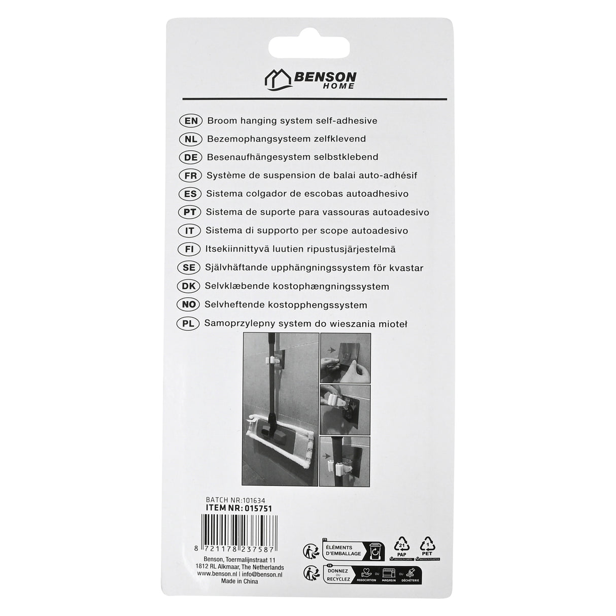 Système de suspension pour balai autocollant argent 2 pcs