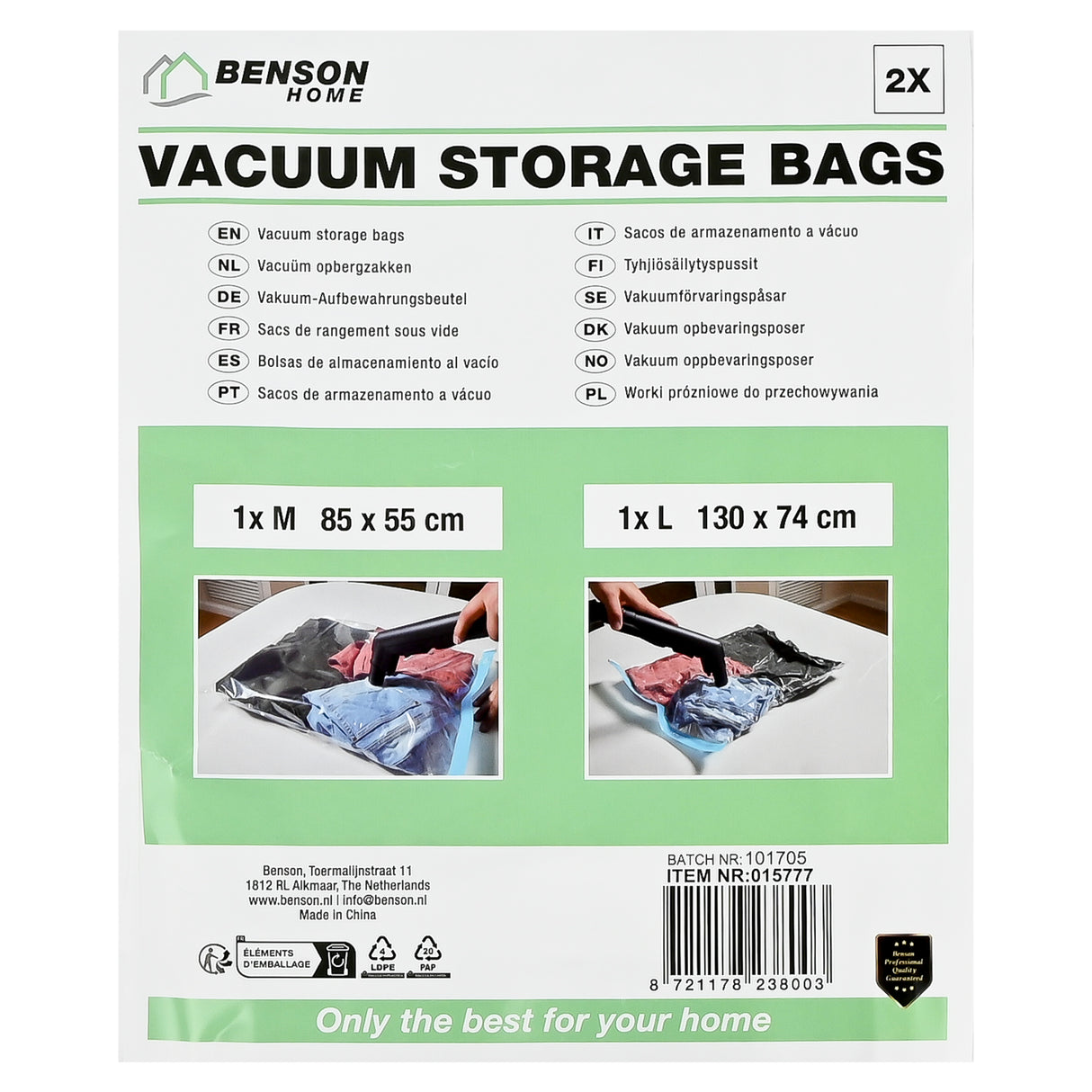 Vacuum storage bags M+L 2 pcs