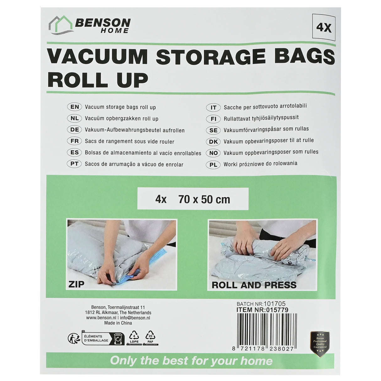 Vacuum storage bags roll up 4 pcs