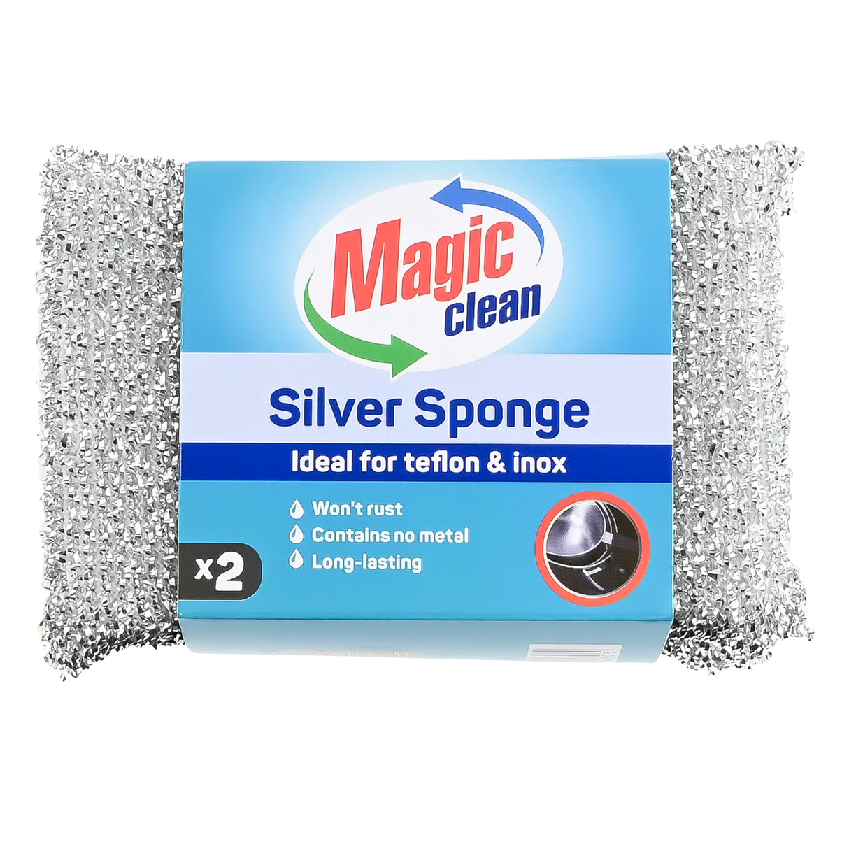 Magic Clean Pan éponge Lurex argent 2 pcs
