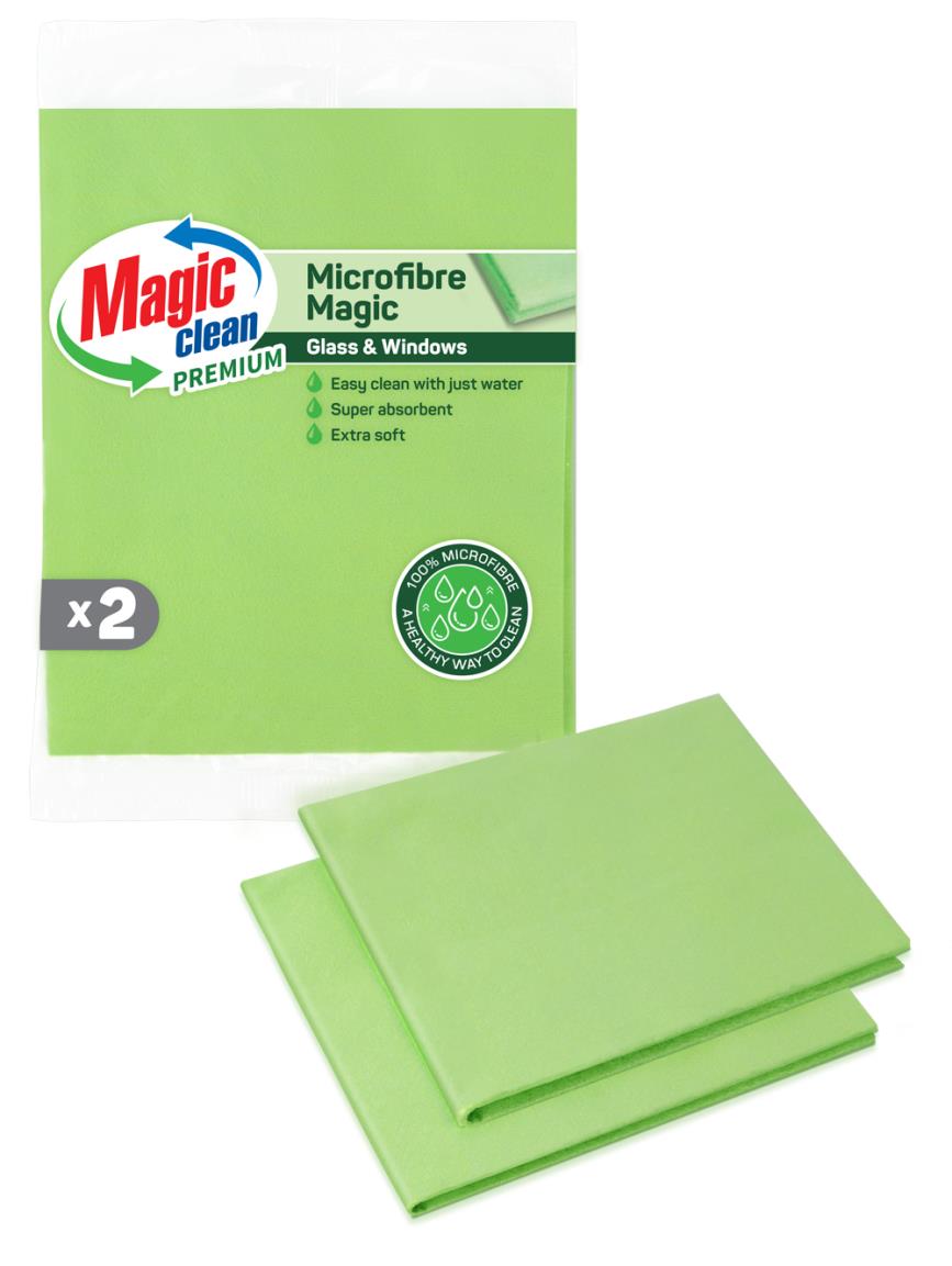 Magic Clean Premium Schoonmaakdoek glas en raam non wooven 30x40cm 2 dlg