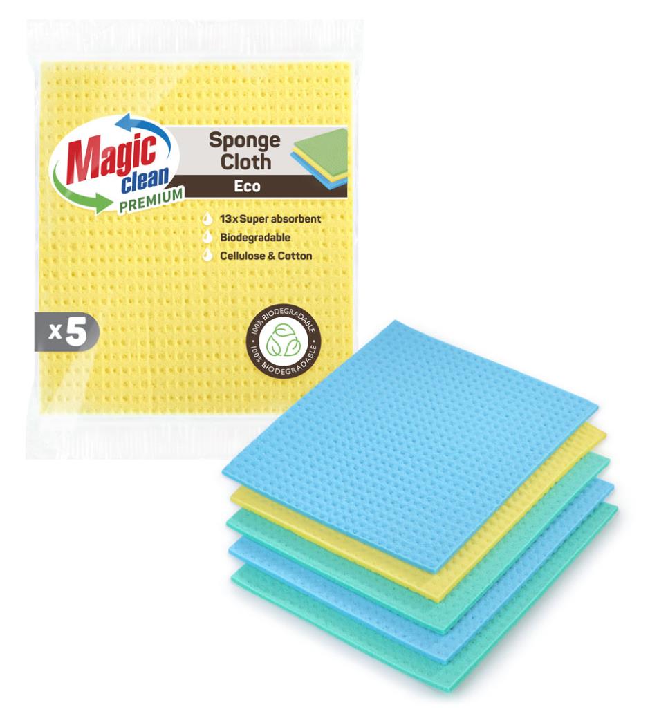 Magic Clean Premium Sponsdoek Eco 18 x 20 cm 5 dlg