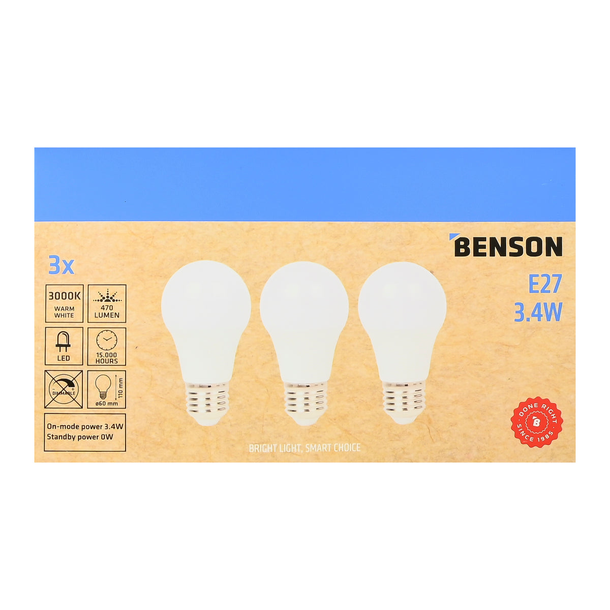 LED lamp classic E27 3.4W 3 dlg