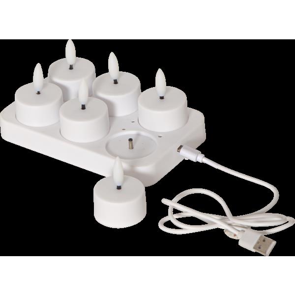 Theelichten met oplader 6 dlg