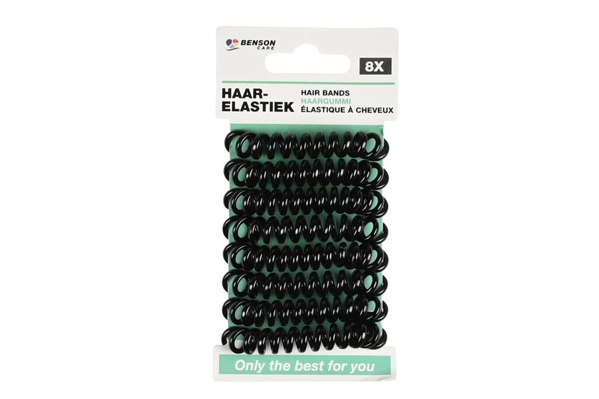 Élastique à cheveux spirale 8 pcs noir
