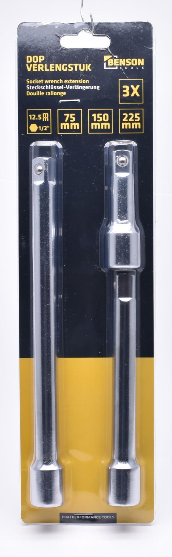 Dop verlengstuk 3 dlg 1/2" x 3" / 5" / 10"