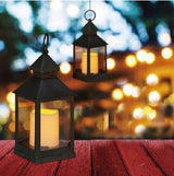 Lantaarn met LED kaars 10.5 x 10.5 x 24 cm mix