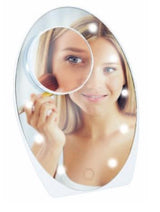 Miroir make-up 8 LED avec miroir grossissant blanc