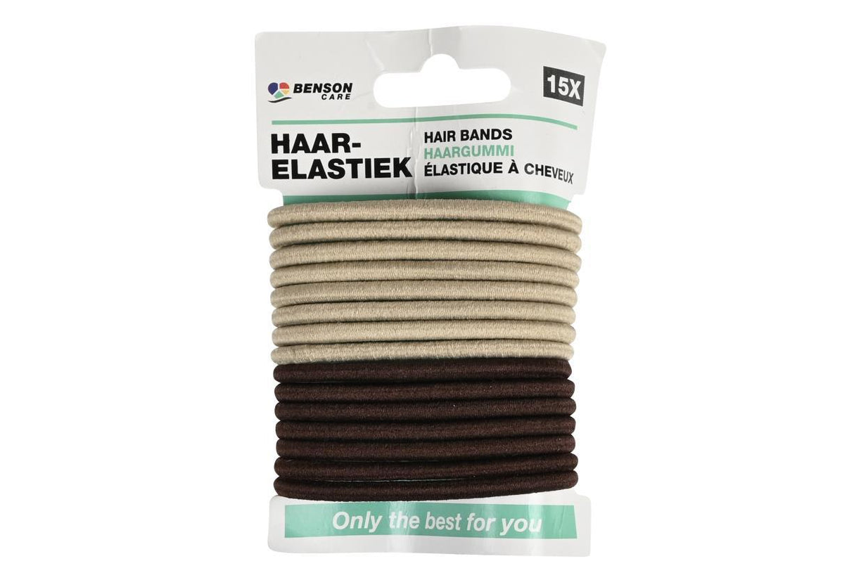 Élastique à cheveux 15 pcs beige/ marron