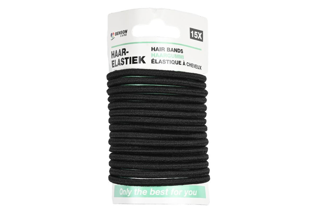 Élastique à cheveux 15 pcs noir