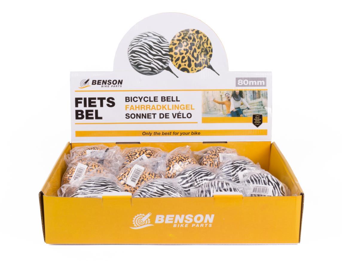 Sonnette de vélo ding-dong 80 mm animaux mix display